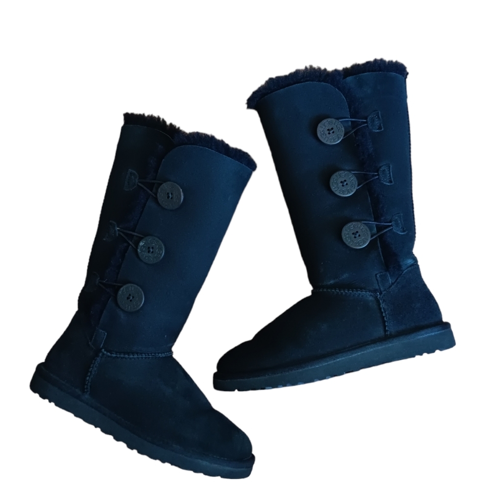 Womens Black Ugg Triple Bailey Button Boots